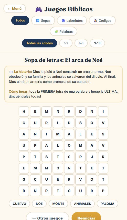 Sopa de letras bíblica interactiva
