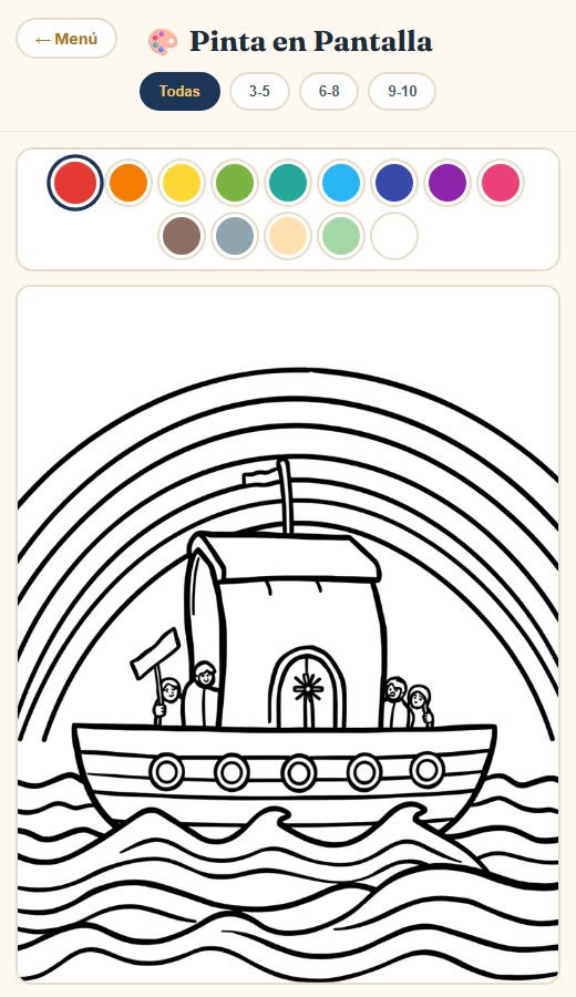 Pintando una lámina del arca de Noé en la pantalla